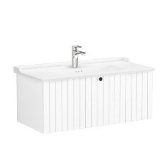 Vitra Root Groove 69401 Lavabo Dolabı, Tek Çekmeceli, 100 Cm, Mat Beyaz, Klasik Lavabolu